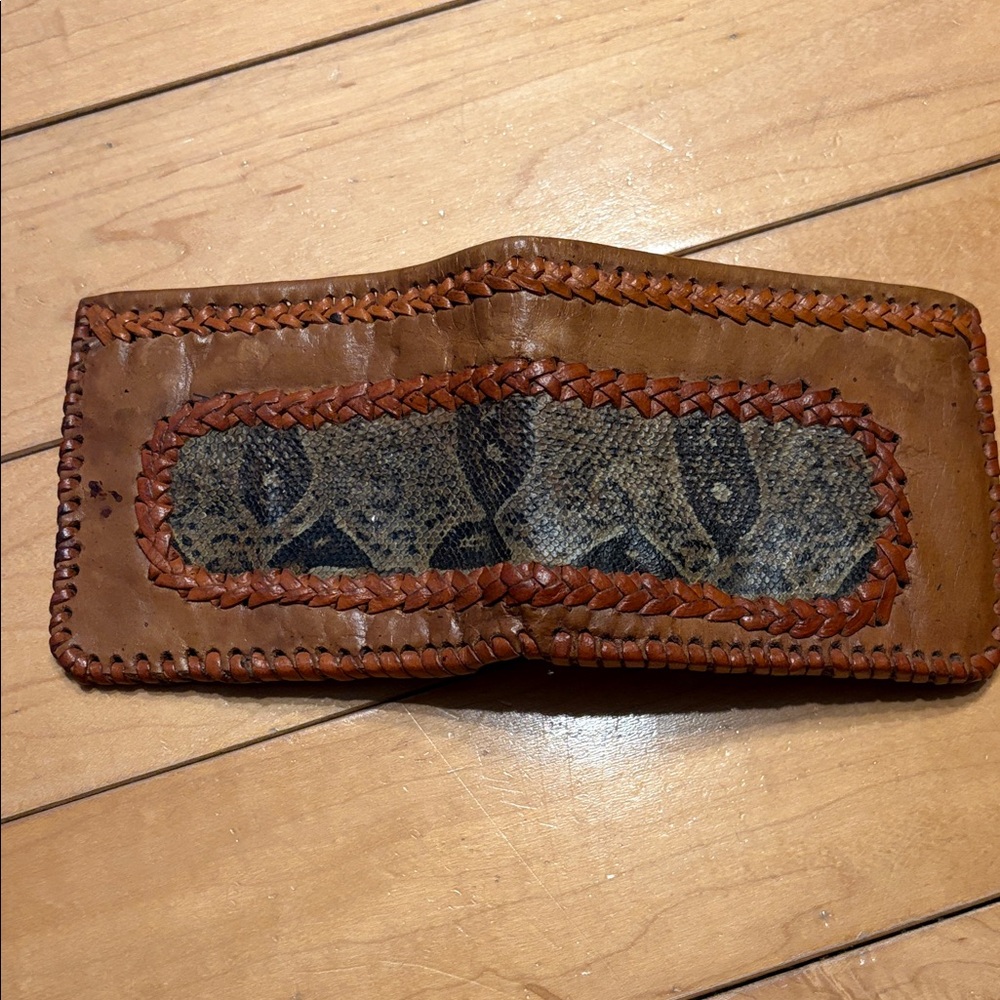 Vintage Handcrafted Brown Leather wallet. Interior imprinted with Ron Anejo.